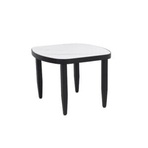 Bellmore Sintered Stone Square Side Table with Aluminum Frame and Tapered Post Legs