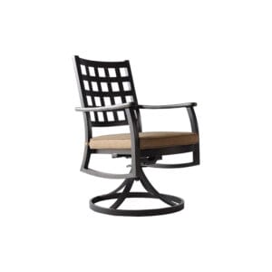 Frankfort Cast Aluminum Patio Swivel Rocker with Lattice Back Accents and Sunbrella Fabric Cushion - Life Outside