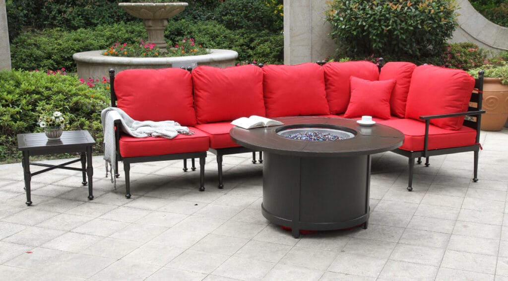 Home Page Living Jasper Luxury7-Piece Secational Group with Aluminum Frame, Premium Sunbrella Cushions, and Fire Pit Table -Life Outside