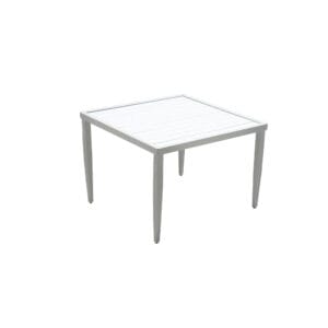 Kenzo 40 Inch Square Dining Table with Two-tone Aluminum Frame and Tapered Post Legs - Life Outside
