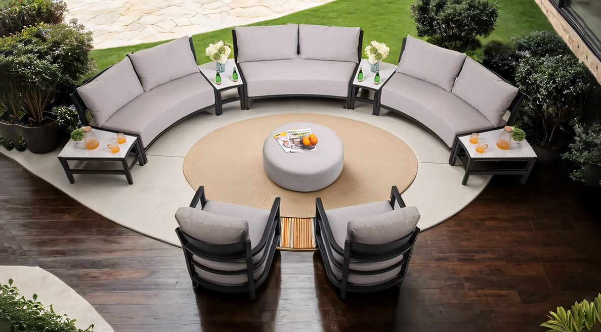 Bellmore Luxury Cuddle SofaGroup with Sintered Stone Wedge End Table